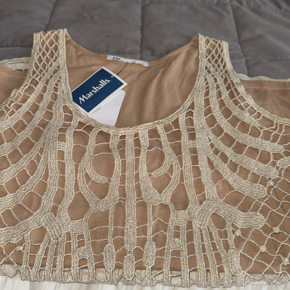 Gold metallic tank top